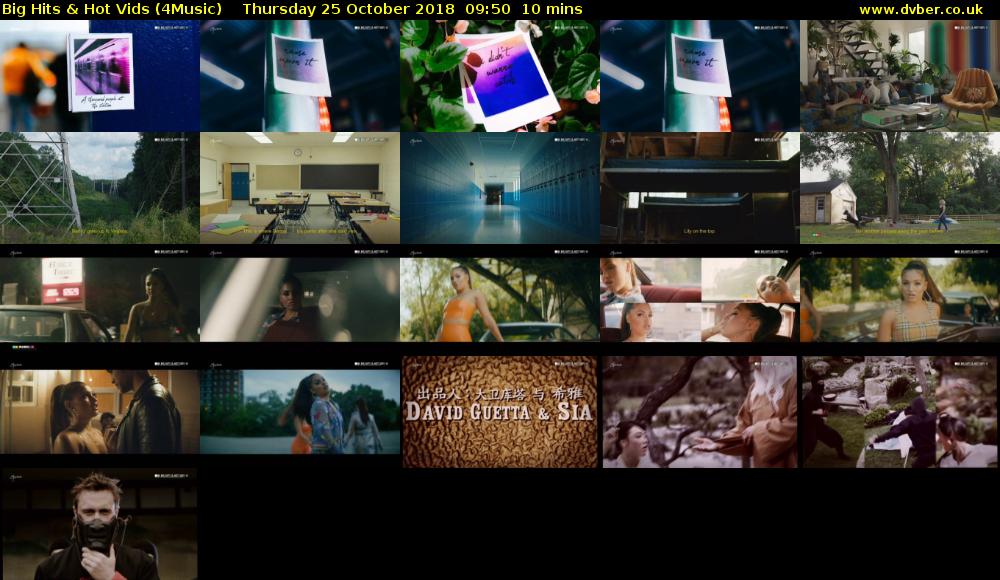 Big Hits & Hot Vids (4Music) Thursday 25 October 2018 09:50 - 10:00