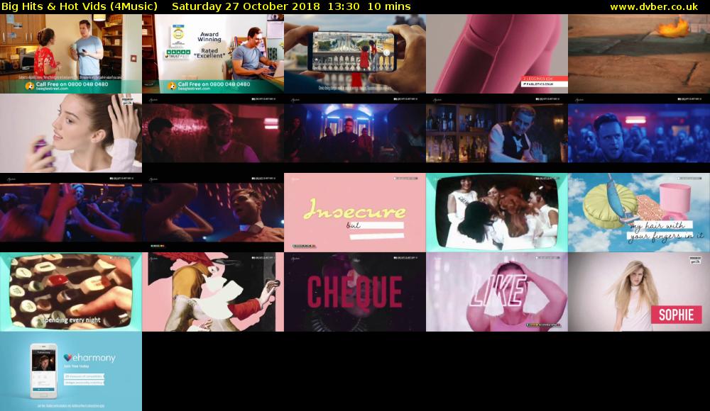 Big Hits & Hot Vids (4Music) Saturday 27 October 2018 13:30 - 13:40