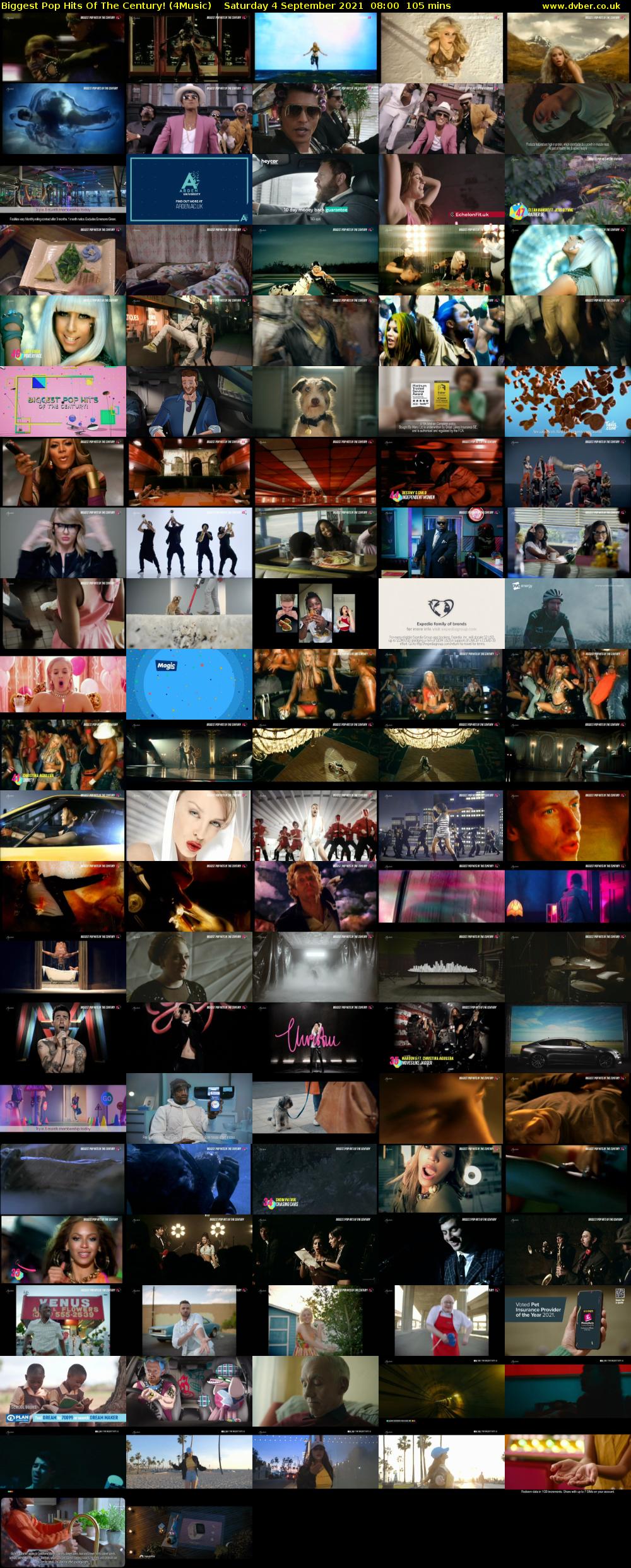Biggest Pop Hits Of The Century! (4Music) Saturday 4 September 2021 09:00 - 10:45