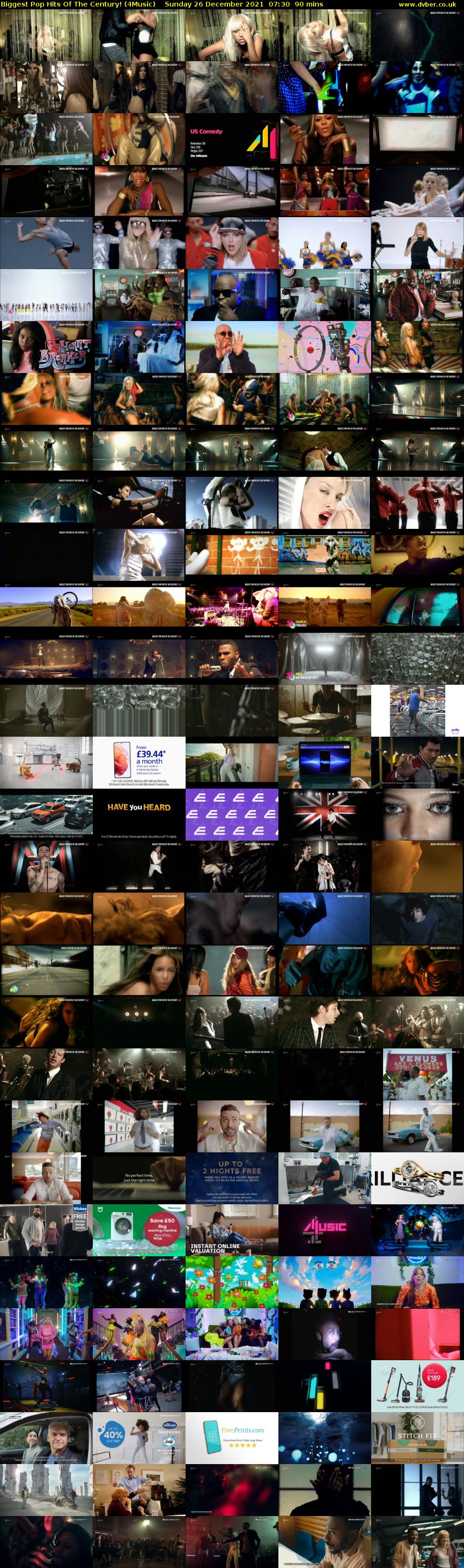 Biggest Pop Hits Of The Century! (4Music) Sunday 26 December 2021 07:30 - 09:00
