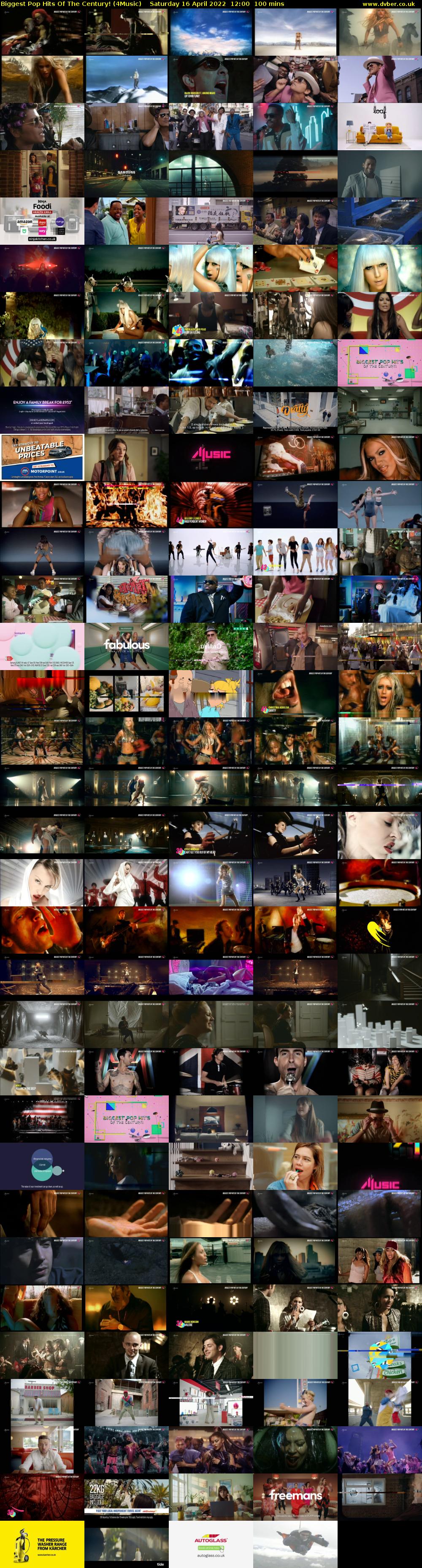 Biggest Pop Hits Of The Century! (4Music) Saturday 16 April 2022 12:00 - 13:40