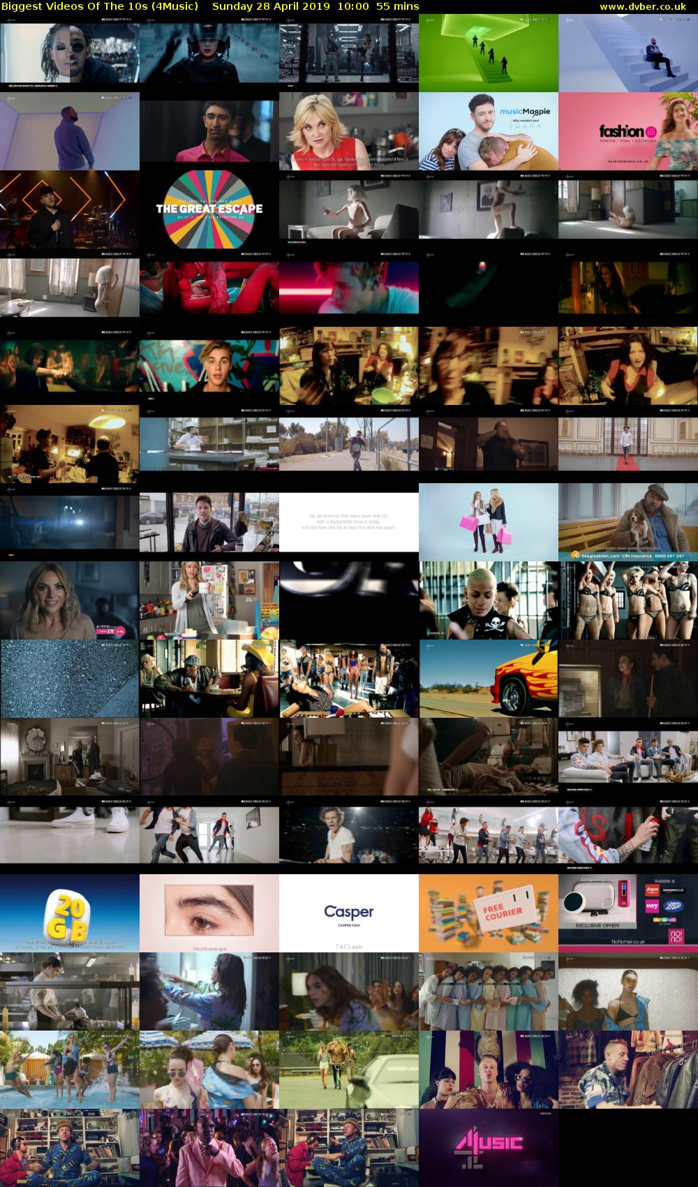 Biggest Videos Of The 10s (4Music) Sunday 28 April 2019 10:00 - 10:55