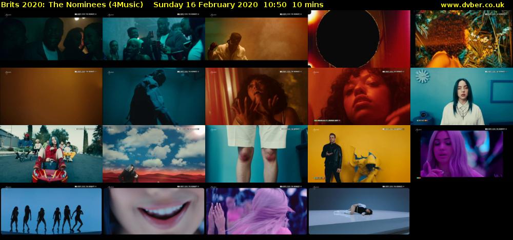 Brits 2020: The Nominees (4Music) Sunday 16 February 2020 10:50 - 11:00
