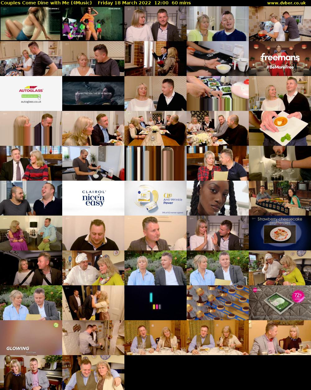 Couples Come Dine with Me (4Music) Friday 18 March 2022 12:00 - 13:00