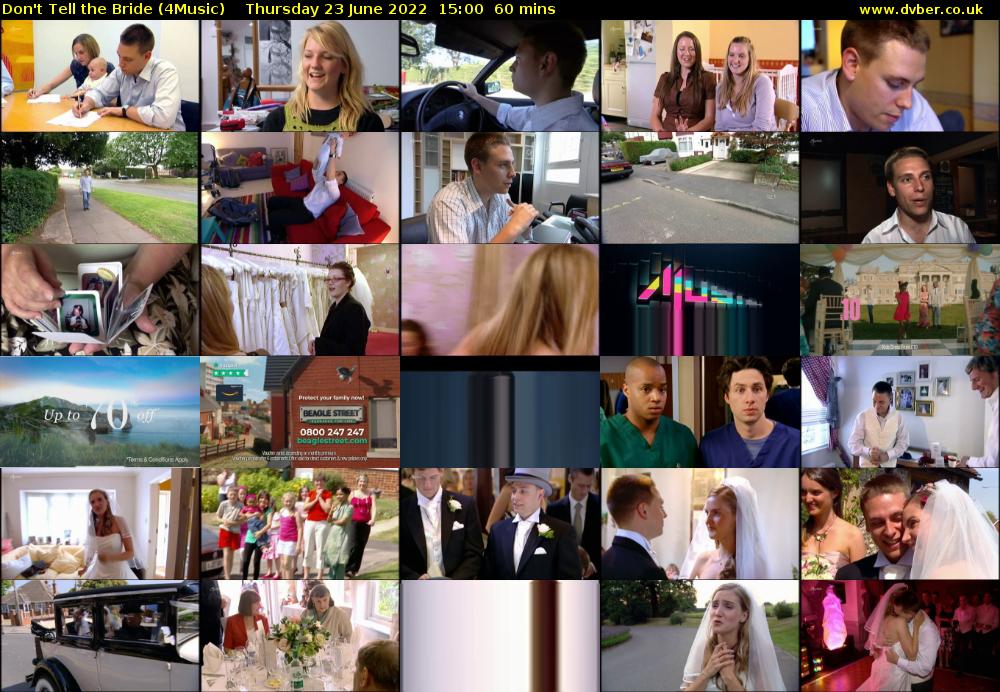 Don't Tell the Bride (4Music) Thursday 23 June 2022 15:00 - 16:00