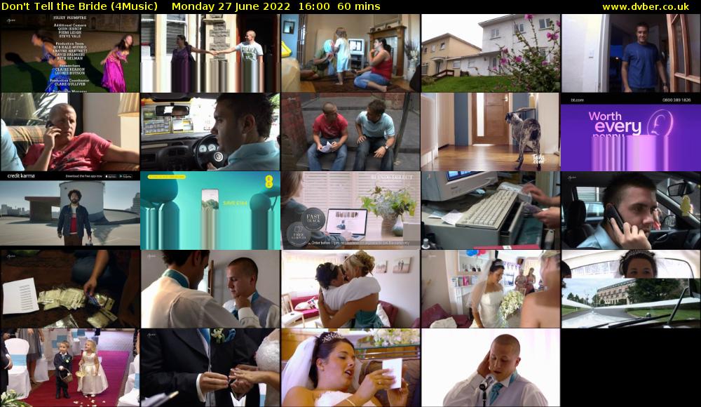 Don't Tell the Bride (4Music) Monday 27 June 2022 16:00 - 17:00