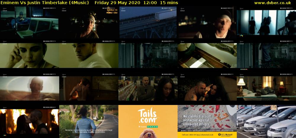 Eminem Vs Justin Timberlake (4Music) Friday 29 May 2020 12:00 - 12:15