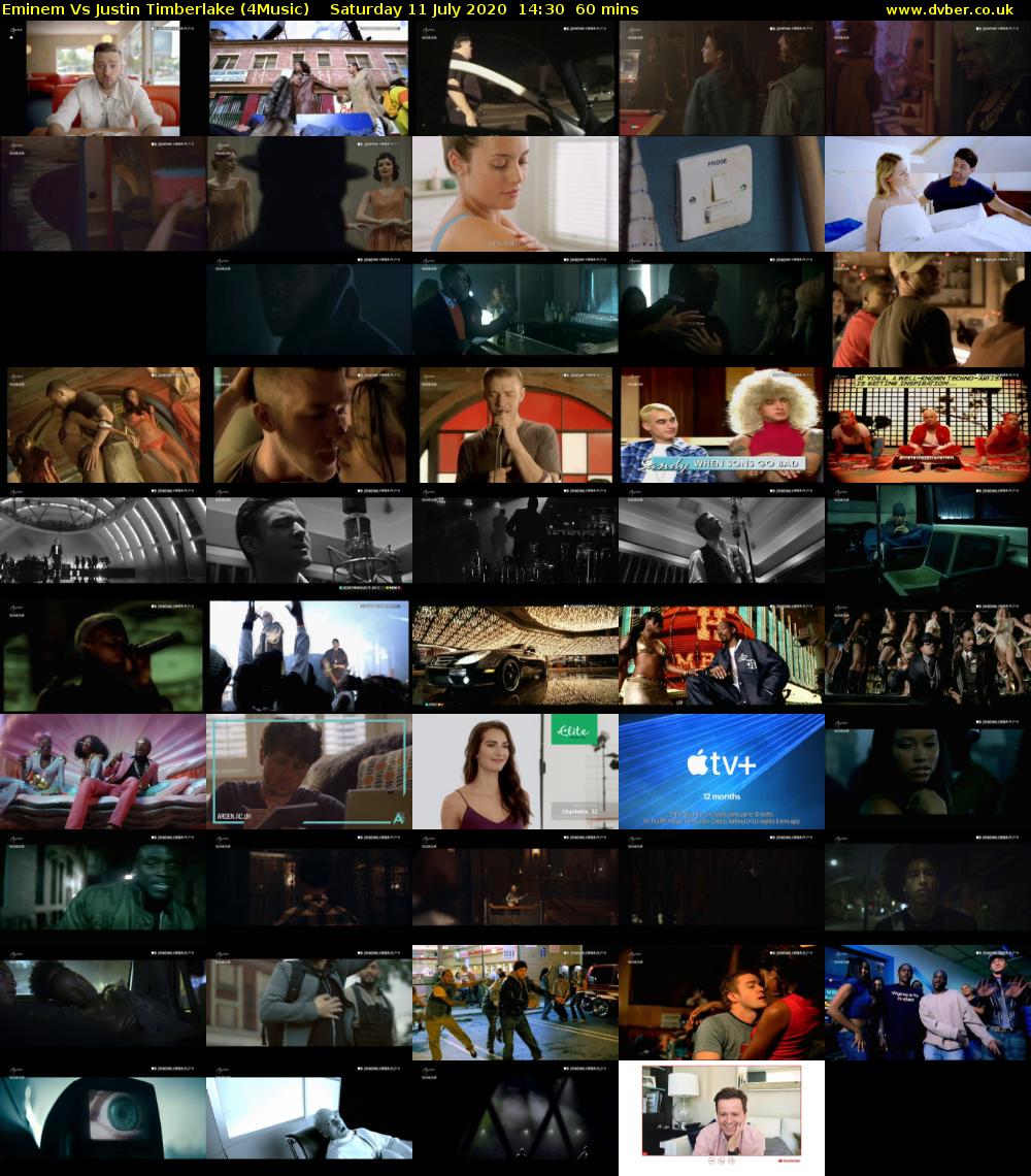 Eminem Vs Justin Timberlake (4Music) Saturday 11 July 2020 14:30 - 15:30