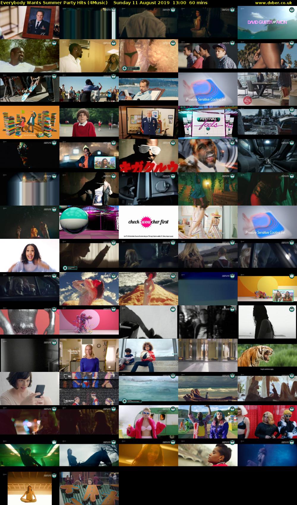 Everybody Wants Summer Party Hits (4Music) Sunday 11 August 2019 13:00 - 14:00