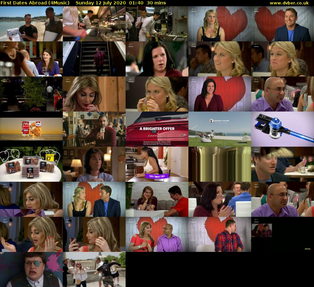 First Dates Abroad (4Music) Sunday 12 July 2020 01:40 - 02:10