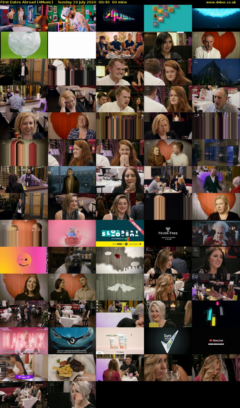 First Dates Abroad (4Music) Sunday 19 July 2020 00:40 - 01:40