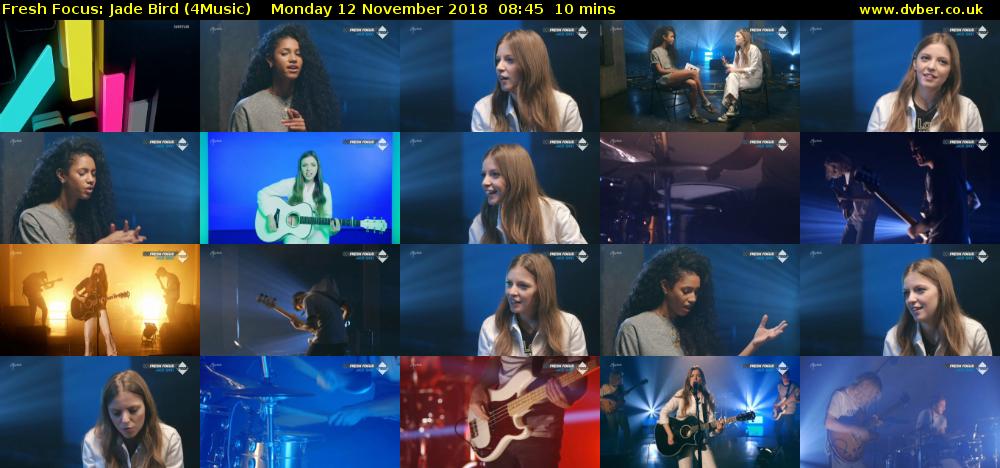 Fresh Focus: Jade Bird (4Music) Monday 12 November 2018 08:45 - 08:55