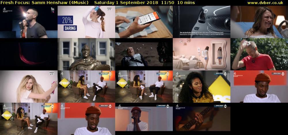 Fresh Focus: Samm Henshaw (4Music) Saturday 1 September 2018 11:50 - 12:00