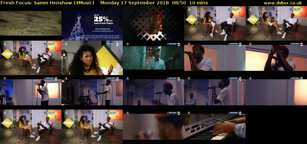 Fresh Focus: Samm Henshaw (4Music) Monday 17 September 2018 08:50 - 09:00
