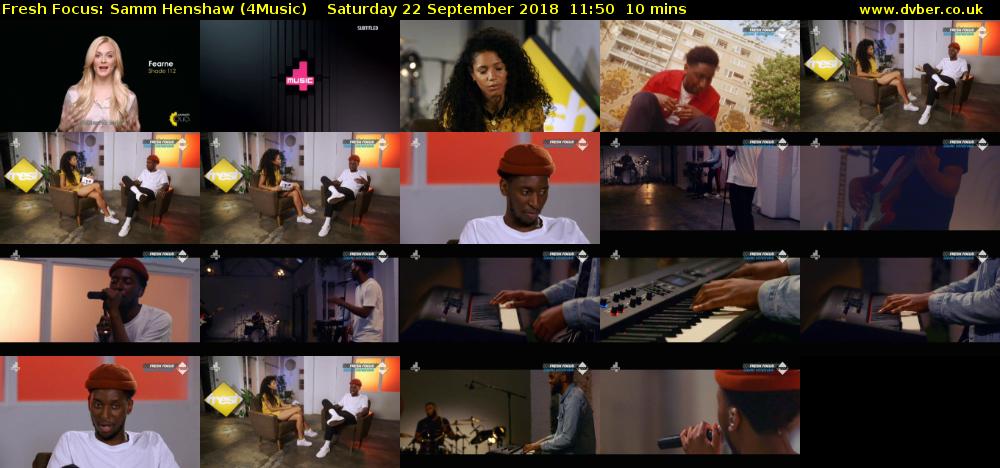 Fresh Focus: Samm Henshaw (4Music) Saturday 22 September 2018 11:50 - 12:00