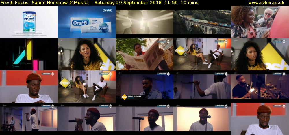 Fresh Focus: Samm Henshaw (4Music) Saturday 29 September 2018 11:50 - 12:00