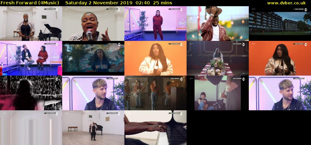 Fresh Forward (4Music) Saturday 2 November 2019 02:40 - 03:05