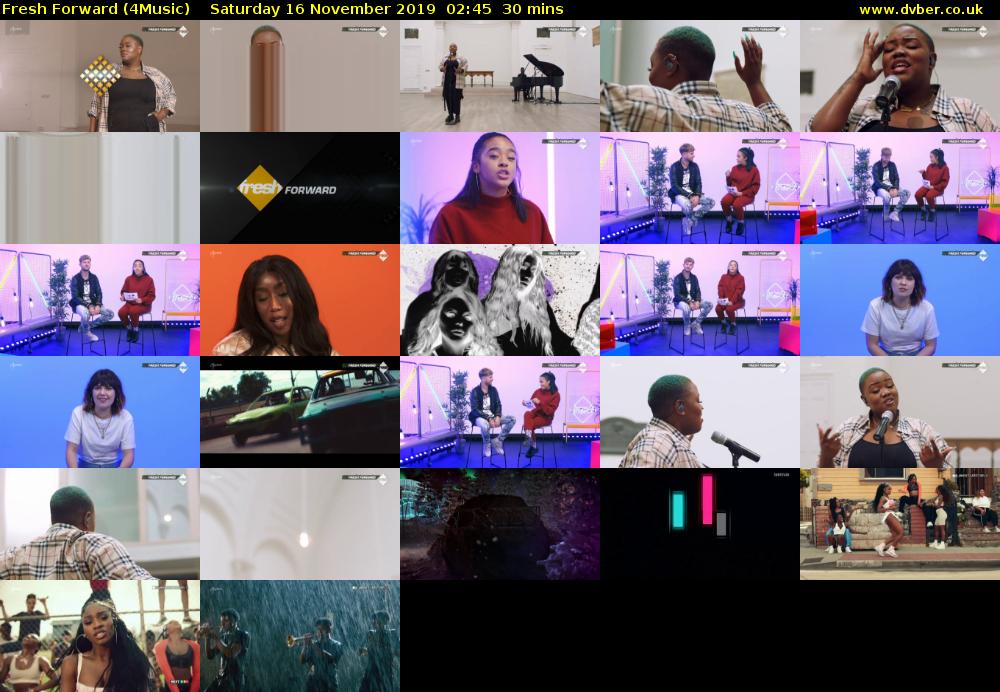 Fresh Forward (4Music) Saturday 16 November 2019 02:45 - 03:15
