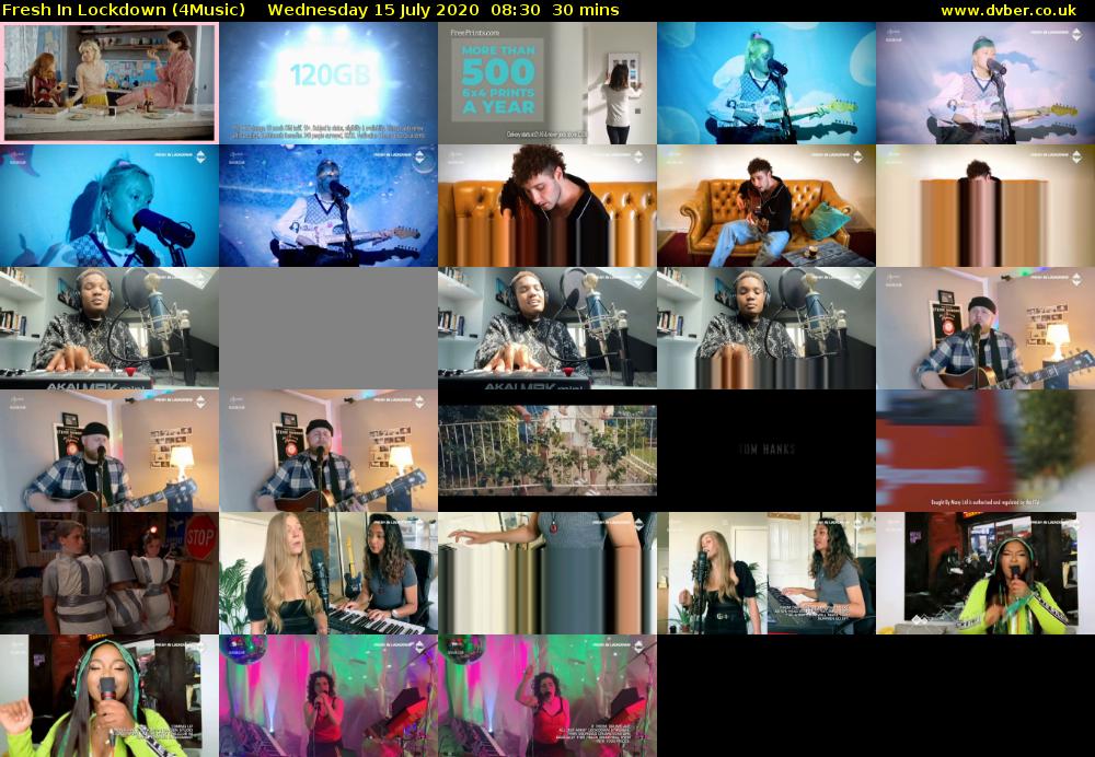 Fresh In Lockdown (4Music) Wednesday 15 July 2020 08:30 - 09:00