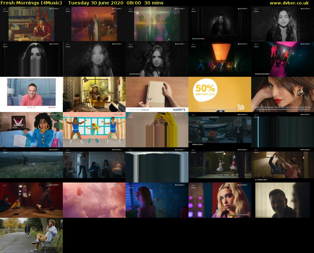 Fresh Mornings (4Music) Tuesday 30 June 2020 08:00 - 08:30