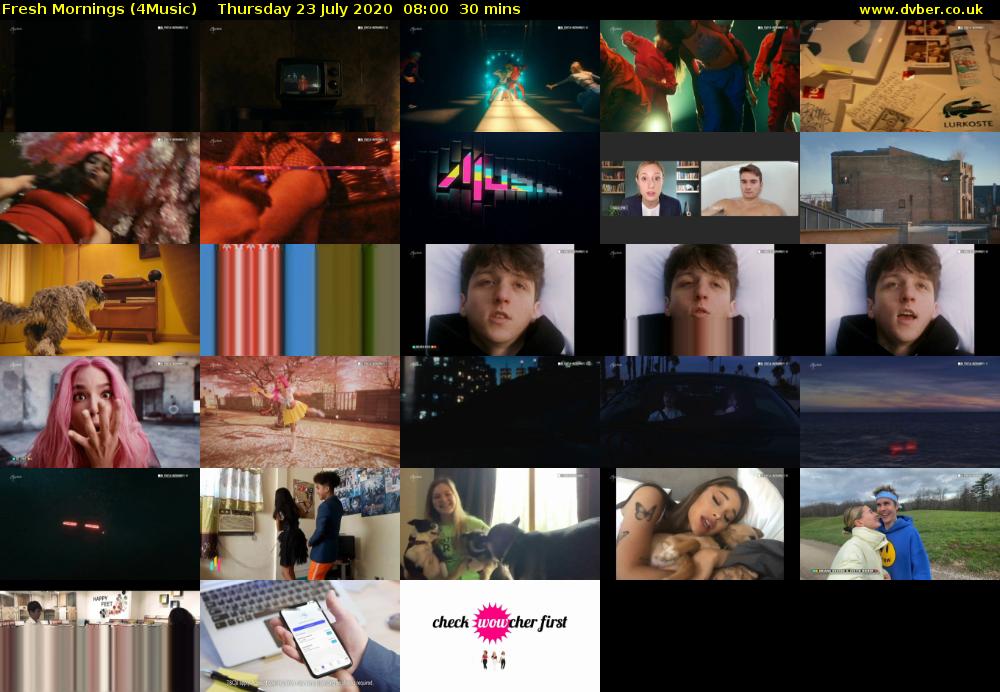 Fresh Mornings (4Music) Thursday 23 July 2020 08:00 - 08:30