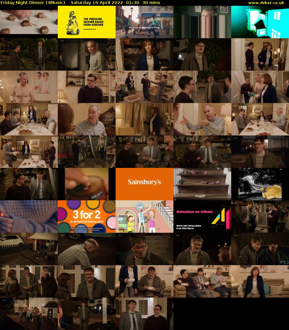 Friday Night Dinner (4Music) Saturday 16 April 2022 01:30 - 02:00