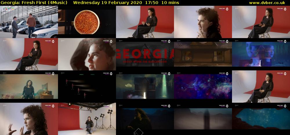 Georgia: Fresh First (4Music) Wednesday 19 February 2020 17:50 - 18:00