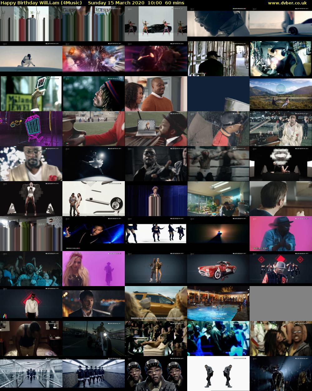 Happy Birthday Will.i.am (4Music) Sunday 15 March 2020 10:00 - 11:00