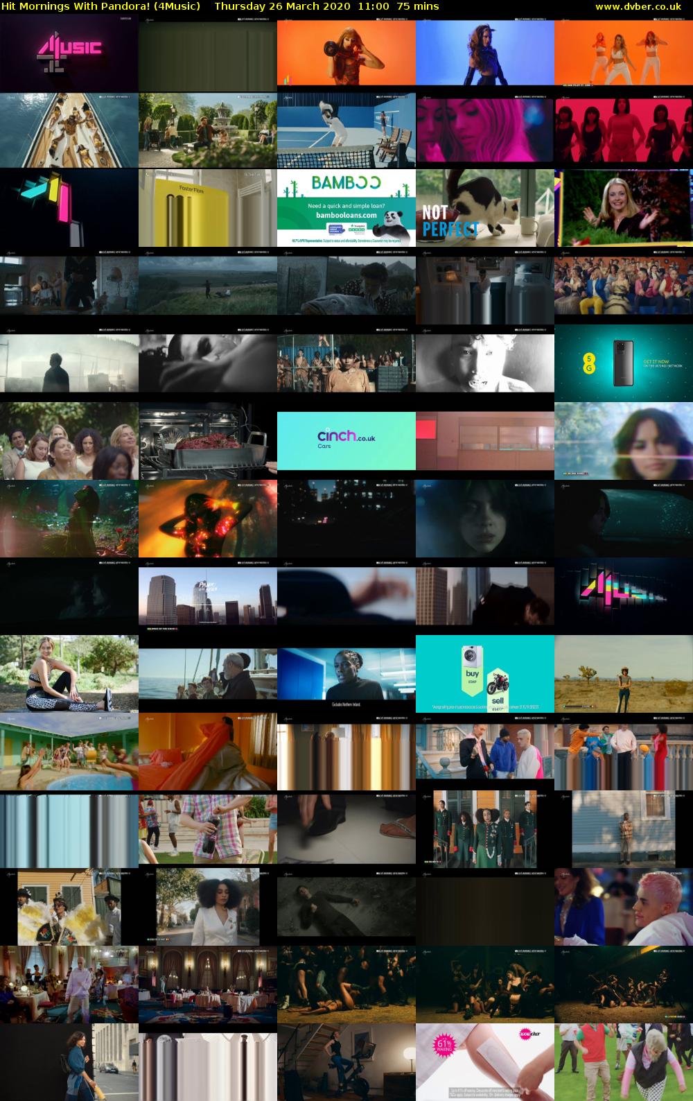 Hit Mornings With Pandora! (4Music) Thursday 26 March 2020 11:00 - 12:15