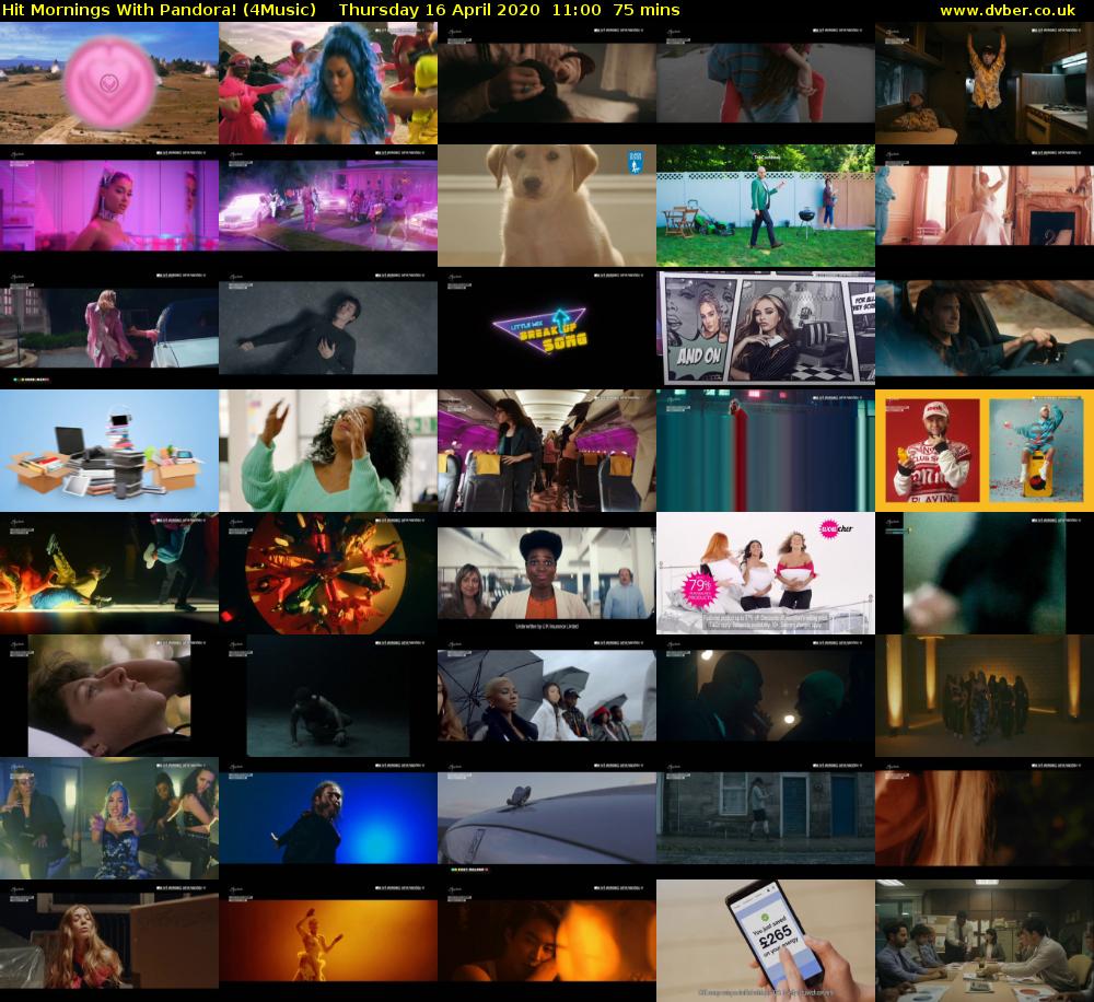 Hit Mornings With Pandora! (4Music) Thursday 16 April 2020 11:00 - 12:15