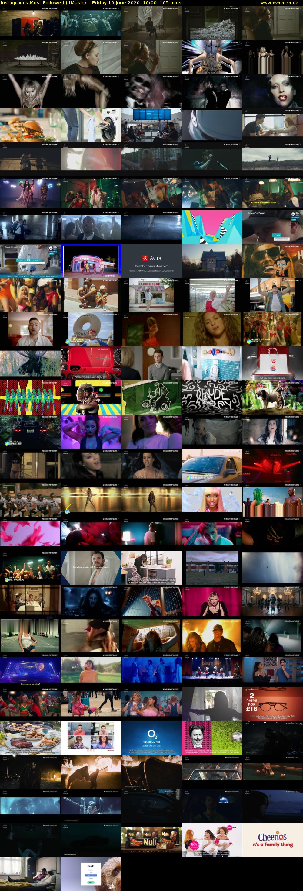 Instagram's Most Followed (4Music) Friday 19 June 2020 10:00 - 11:45