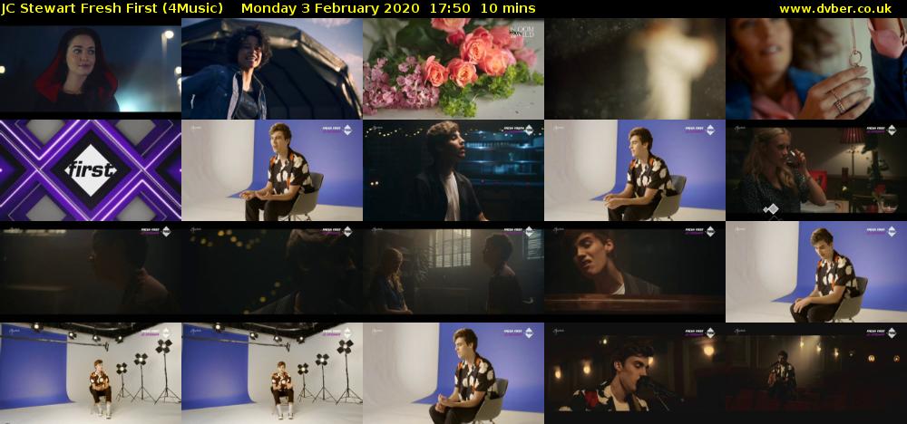 JC Stewart Fresh First (4Music) Monday 3 February 2020 17:50 - 18:00
