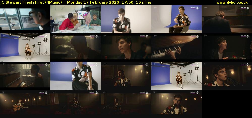 JC Stewart Fresh First (4Music) Monday 17 February 2020 17:50 - 18:00