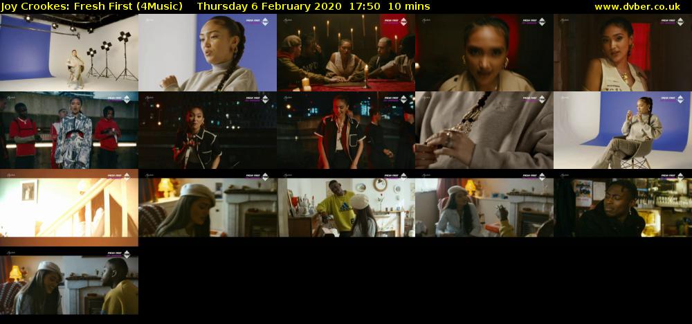 Joy Crookes: Fresh First (4Music) Thursday 6 February 2020 17:50 - 18:00