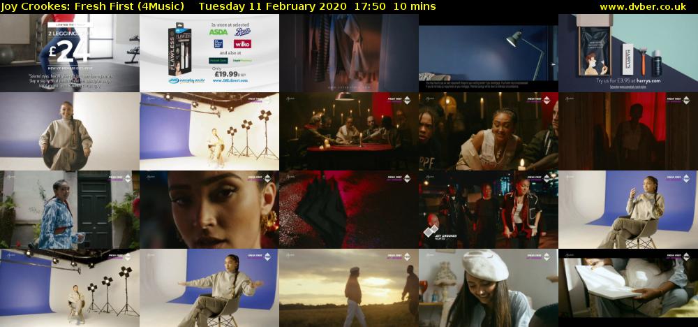 Joy Crookes: Fresh First (4Music) Tuesday 11 February 2020 17:50 - 18:00