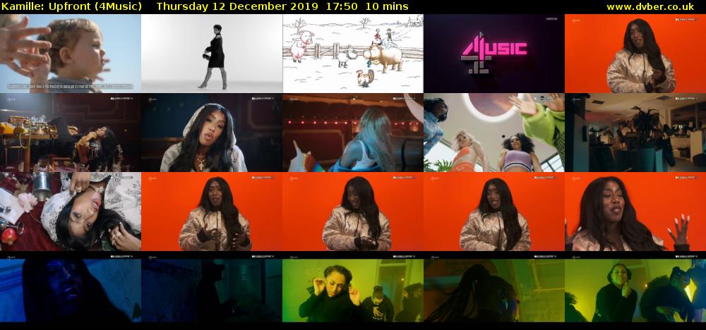 Kamille: Upfront (4Music) Thursday 12 December 2019 17:50 - 18:00