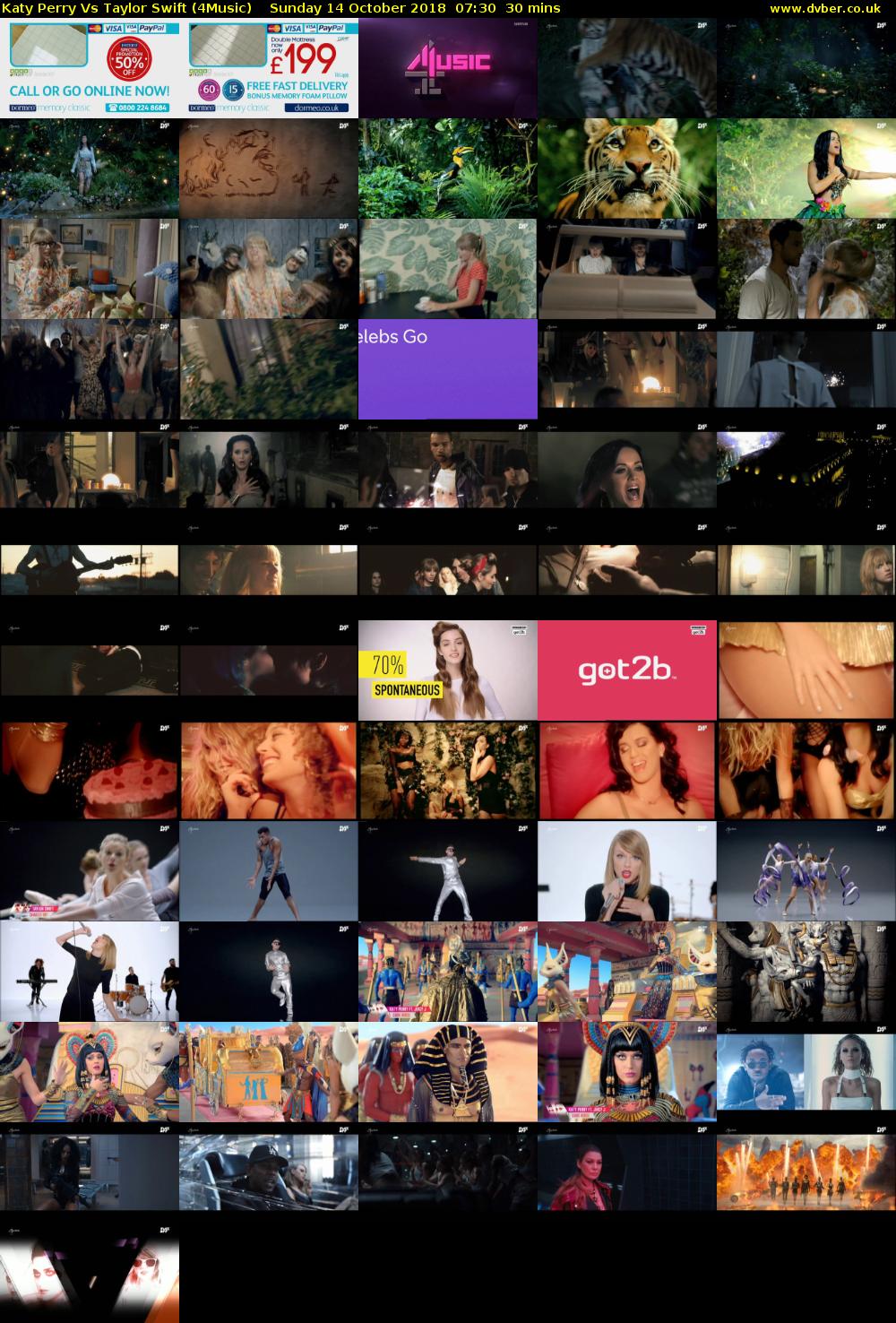 Katy Perry Vs Taylor Swift (4Music) Sunday 14 October 2018 07:30 - 08:00