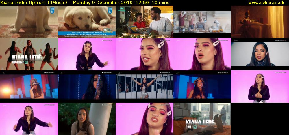 Kiana Lede: Upfront (4Music) Monday 9 December 2019 17:50 - 18:00