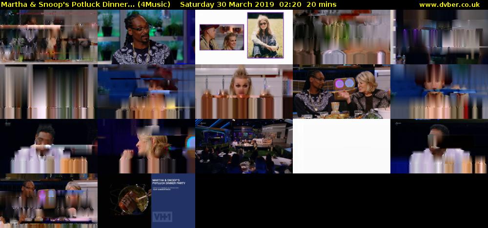 Martha & Snoop's Potluck Dinner... (4Music) Saturday 30 March 2019 02:20 - 02:40