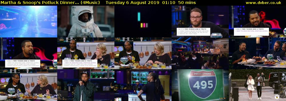 Martha & Snoop's Potluck Dinner... (4Music) Tuesday 6 August 2019 01:10 - 02:00