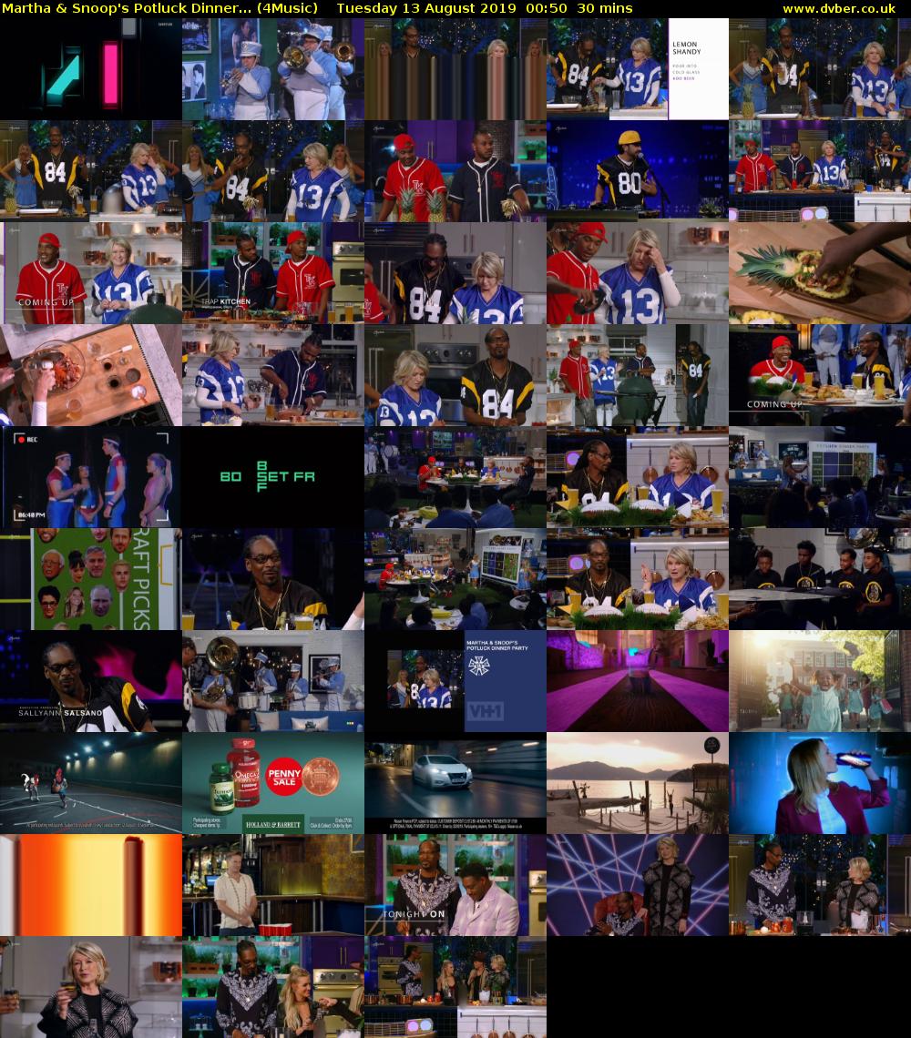 Martha & Snoop's Potluck Dinner... (4Music) Tuesday 13 August 2019 00:50 - 01:20