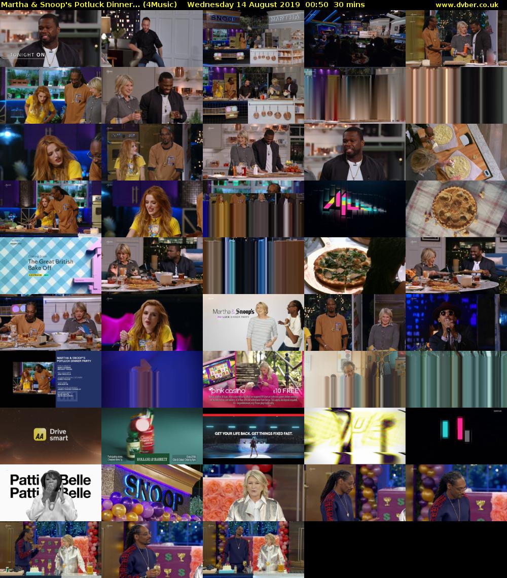 Martha & Snoop's Potluck Dinner... (4Music) Wednesday 14 August 2019 00:50 - 01:20