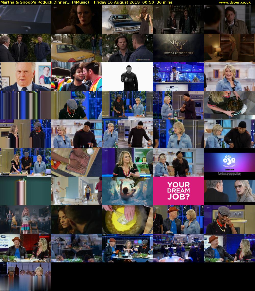 Martha & Snoop's Potluck Dinner... (4Music) Friday 16 August 2019 00:50 - 01:20