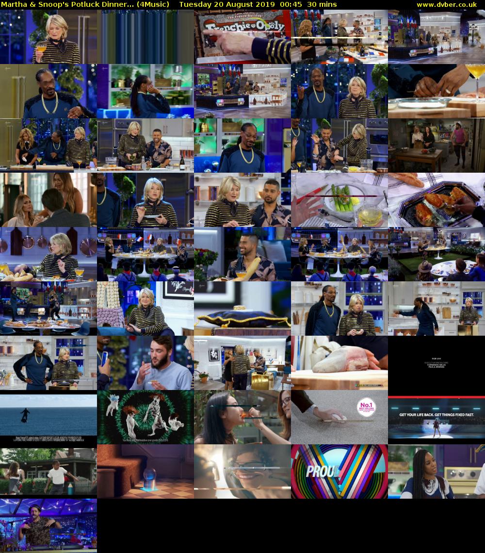 Martha & Snoop's Potluck Dinner... (4Music) Tuesday 20 August 2019 00:45 - 01:15