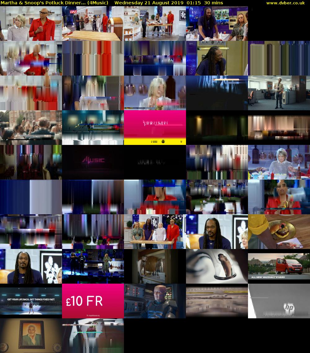 Martha & Snoop's Potluck Dinner... (4Music) Wednesday 21 August 2019 01:15 - 01:45