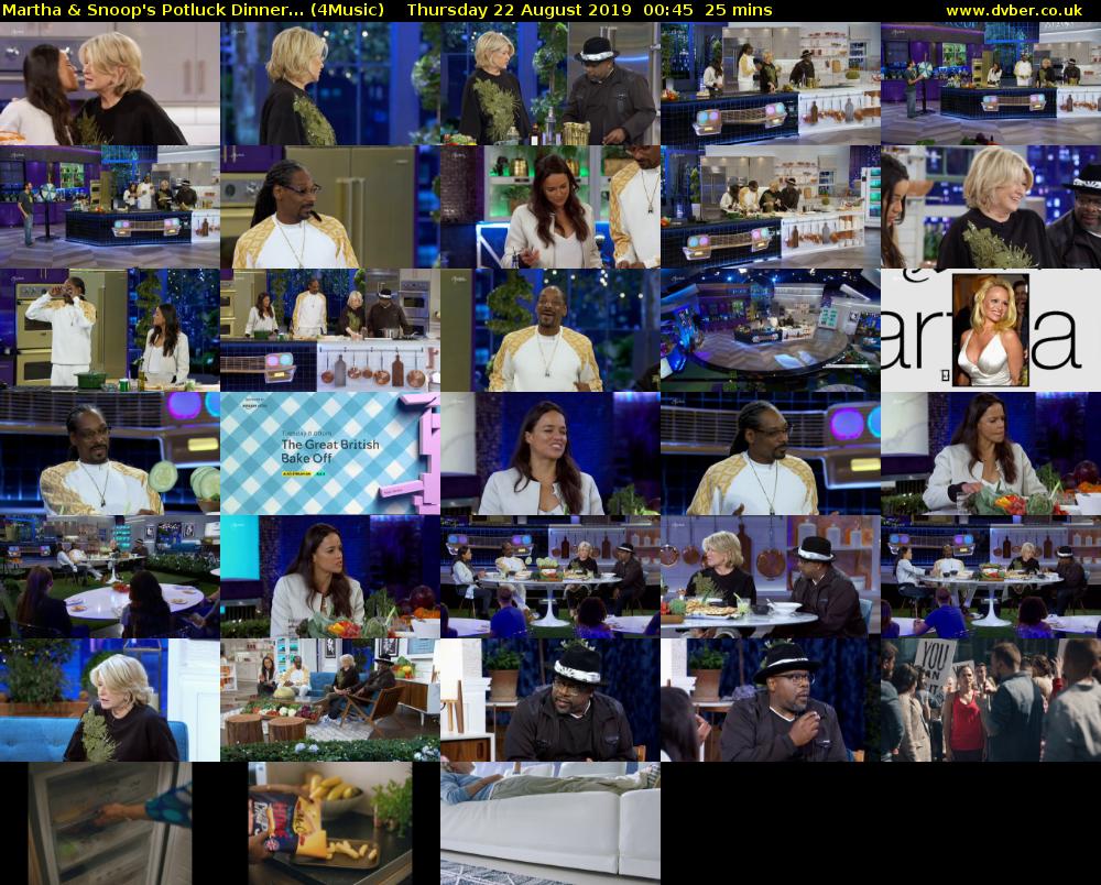 Martha & Snoop's Potluck Dinner... (4Music) Thursday 22 August 2019 00:45 - 01:10