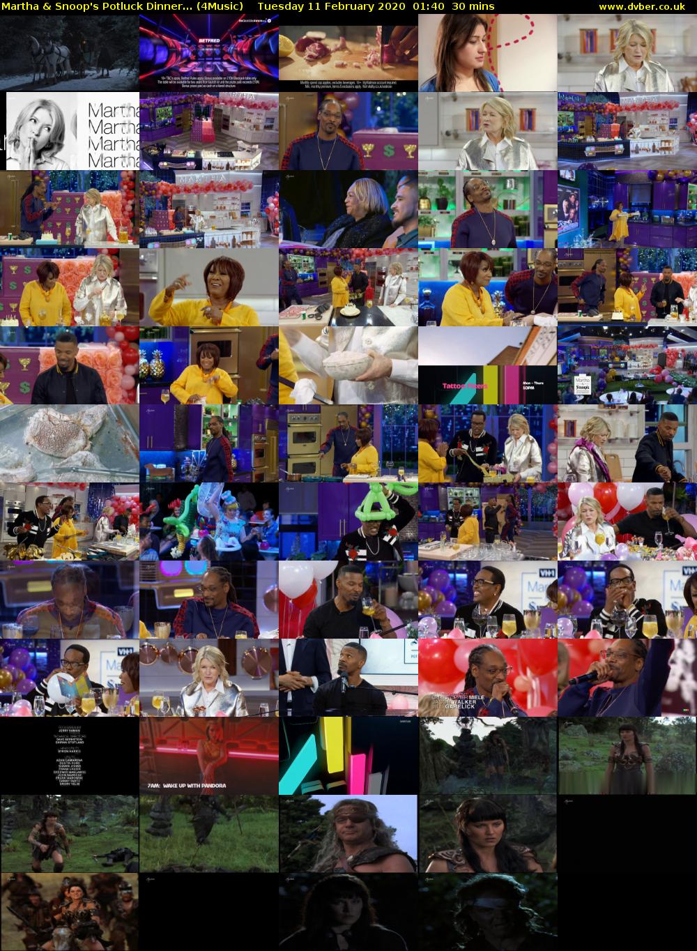Martha & Snoop's Potluck Dinner... (4Music) Tuesday 11 February 2020 01:40 - 02:10