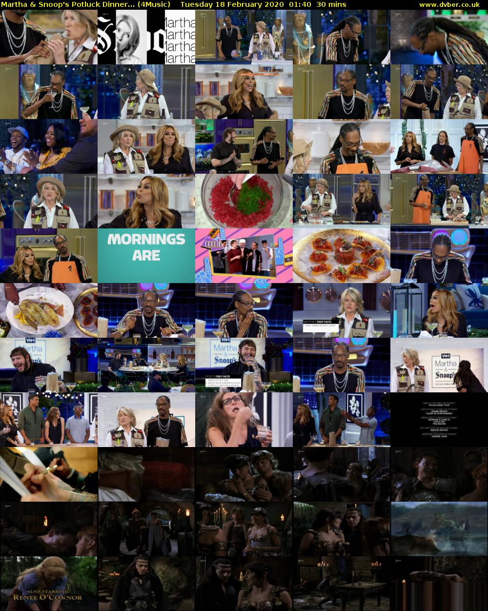 Martha & Snoop's Potluck Dinner... (4Music) Tuesday 18 February 2020 01:40 - 02:10