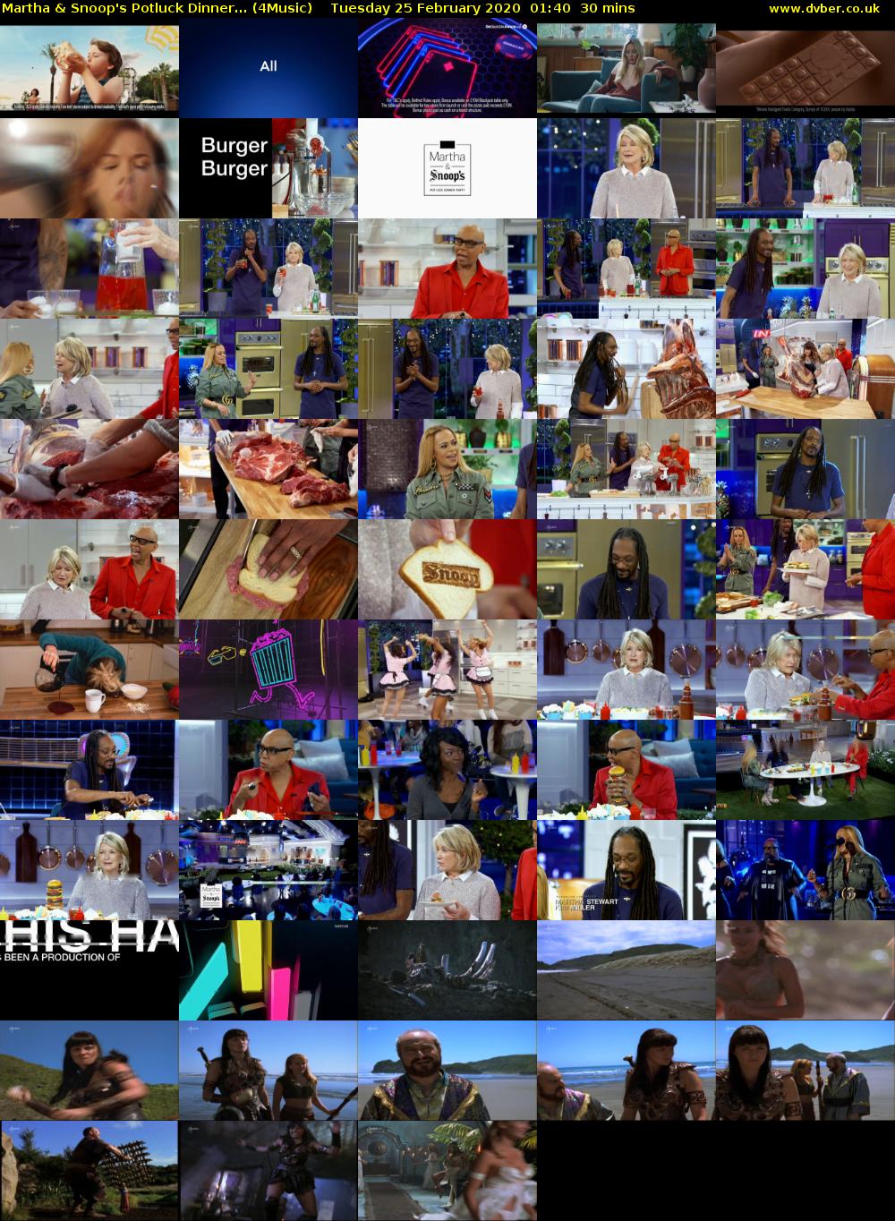 Martha & Snoop's Potluck Dinner... (4Music) Tuesday 25 February 2020 01:40 - 02:10