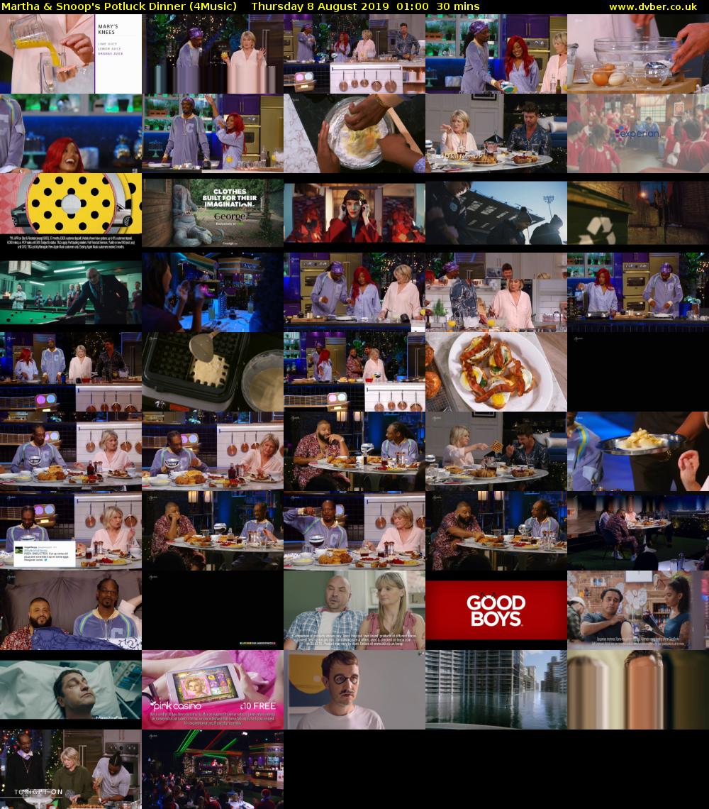 Martha & Snoop's Potluck Dinner (4Music) Thursday 8 August 2019 01:00 - 01:30